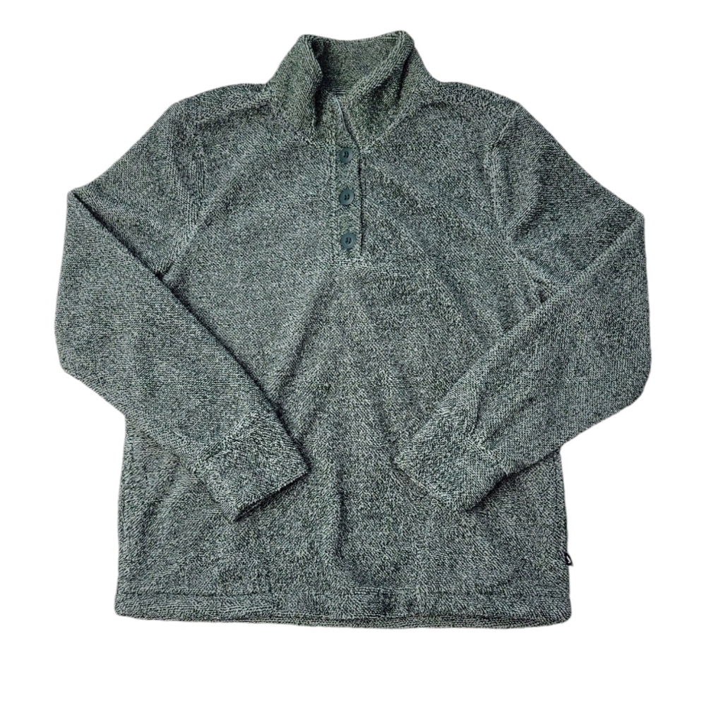 Eddie Bauer Women's Quarter button Up Front Pockets Pullover SweaterJade Medium